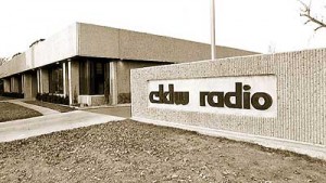 Photographed here in the 1980s, the CKLW radio studio, across the Detroit River in Windsor, Ontatrio, Canada