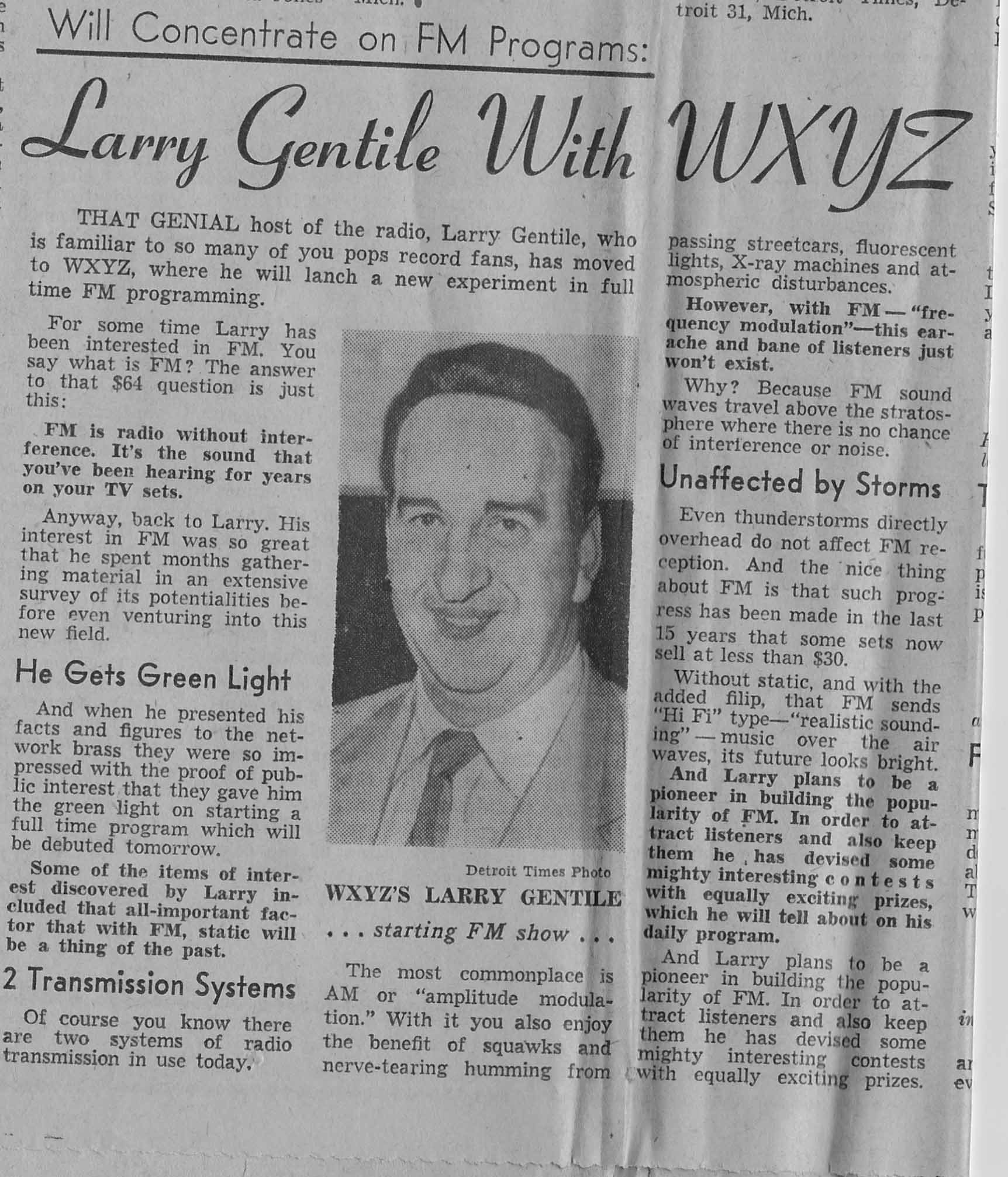 Larry Gentile With WXYZ - 1955
