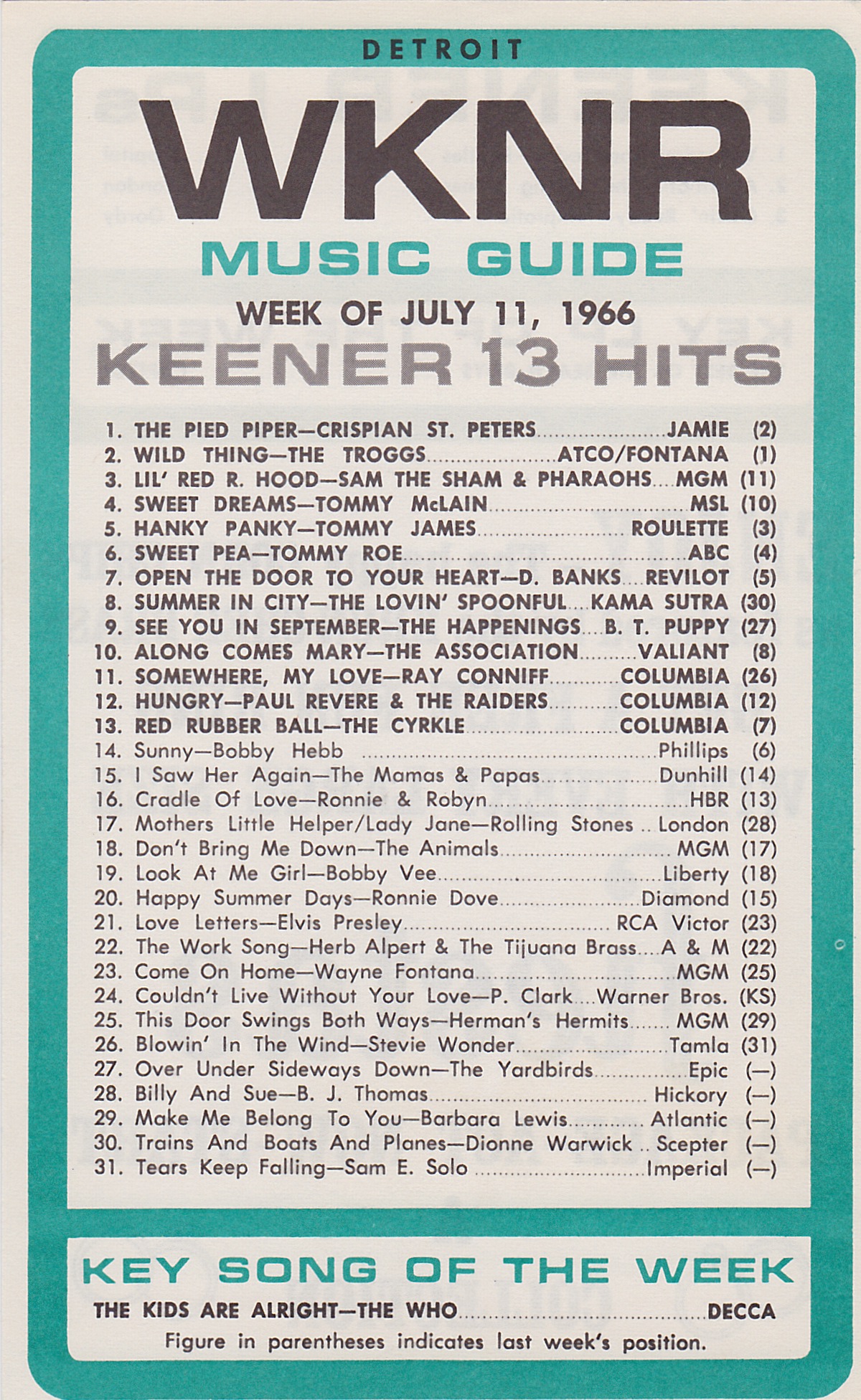 WKNR - JULY 11, 1966 - FRONT