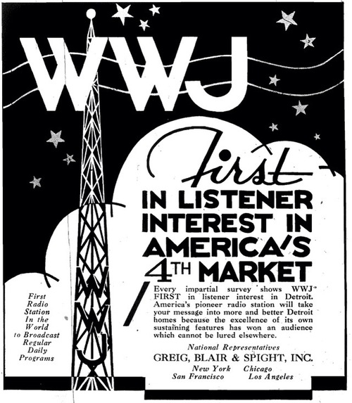 WWJ Detroit News newspaper ad from the late-1930s