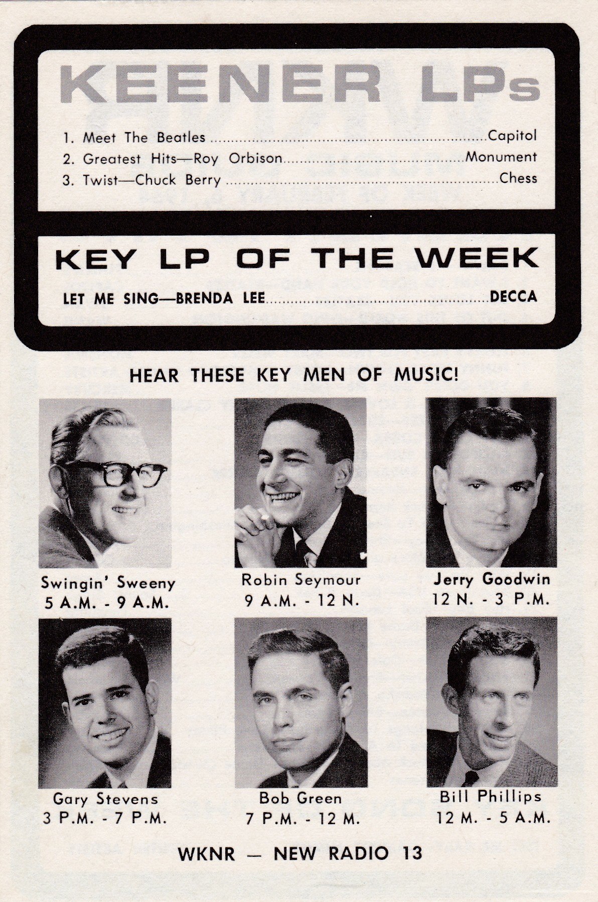 WKNR SURVEY FEBRUARY 6, 1964 - BACK