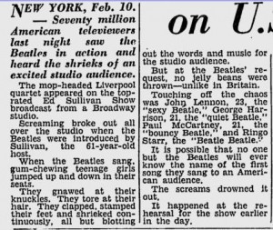 Beatles New York Daily News February 10, 1964 (click image for larger view)