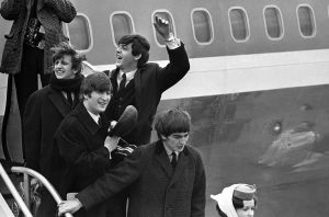 Beatles arrive in New York City, JFK Airport, Friday, February 7, 1964 (Click on image for larger size).