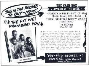 The Spaniels. A Vee-Jay Records Cashbox ad, 1953. (Click on image for largest view).