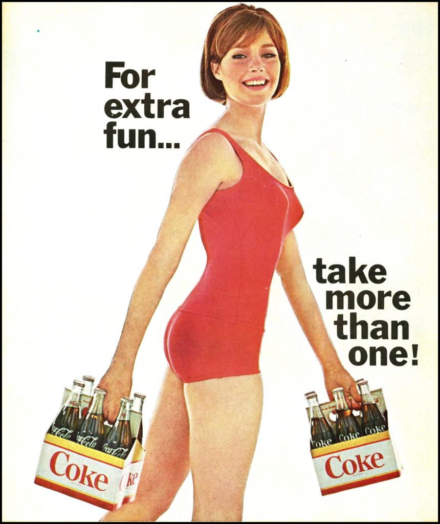 A Coca-Cola 'swimsuit girl' print ad, 1965.