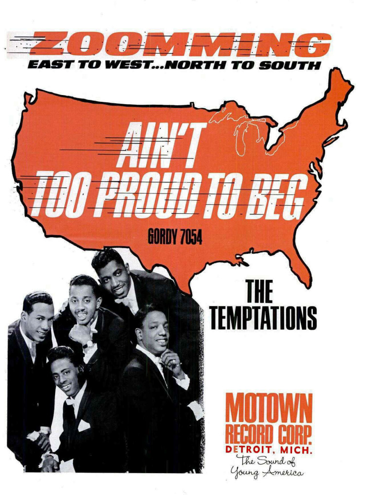 A MOTOWN RECORDS AD BILLBOARD PAGE RIP: “Ain't Too Proud To Beg,” The Temptations June 04, 1966